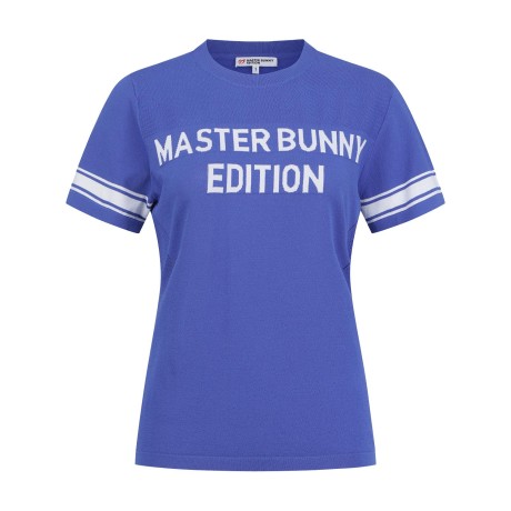 여성 배색 로고 메쉬 블록 반팔 니트