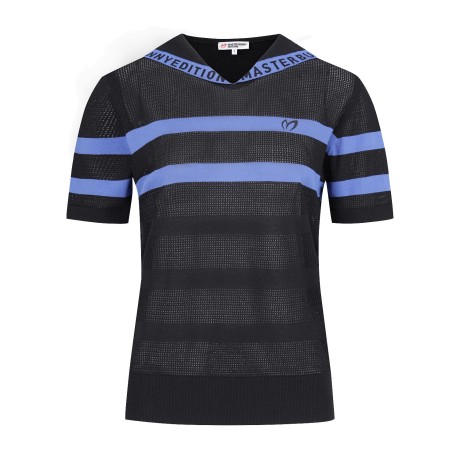 [윤이나프로 착용] 여성 로고 세일러 스트라이프 반팔 니트