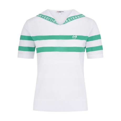 [윤이나프로 착용] 여성 로고 세일러 스트라이프 반팔 니트