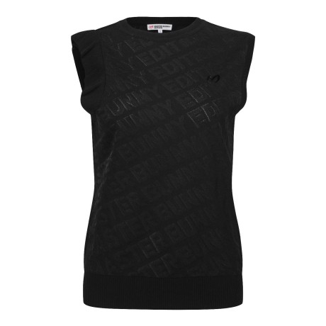 여성 글리터 로고 패턴 니트 베스트