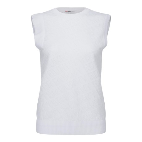 여성 글리터 로고 패턴 니트 베스트