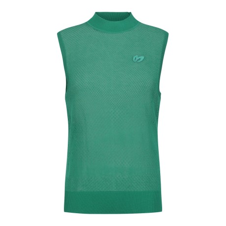 여성 심볼 패치 메쉬 니트 베스트