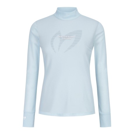 여성 로고 모크넥 메쉬 긴팔 티셔츠