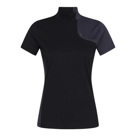 여성 냉감 텍스처 블록 골조직 반팔 티셔츠