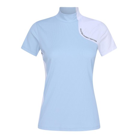 [윤이나프로 착용] 여성 냉감 텍스처 블록 골조직 반팔 티셔츠