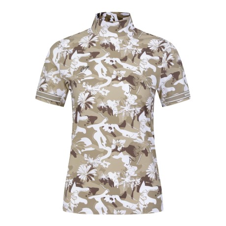 [윤이나프로 착용] 여성 카모 플로럴 모크넥 반팔 티셔츠