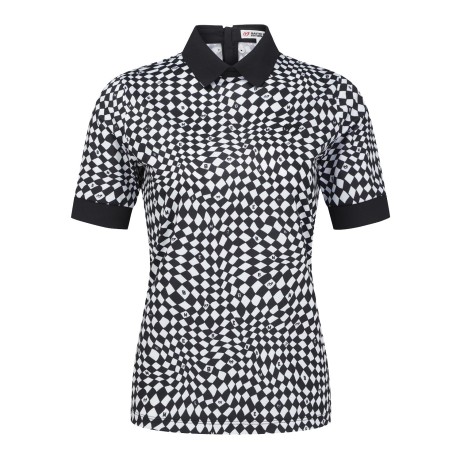 여성 옵아트 패턴 칼라 반팔 티셔츠