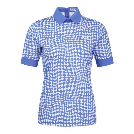 여성 옵아트 패턴 칼라 반팔 티셔츠