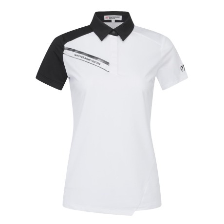 [윤이나프로 착용] 여성 사선 로고 컬러 블록 칼라 반팔 티셔츠