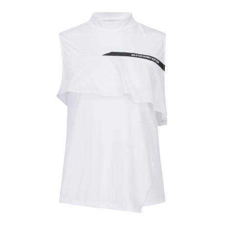 여성 로고 프릴 패널 슬리브리스 탑