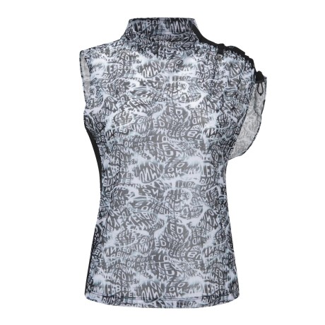 여성 로고 패턴 프린팅 시어 슬리브리스 탑