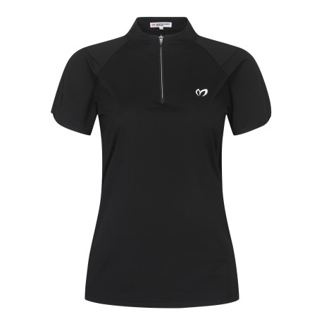 여성 심볼 하프 집업 반팔 티셔츠