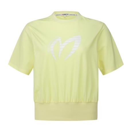 여성 배색 심볼 리브 헴 반팔 티셔츠