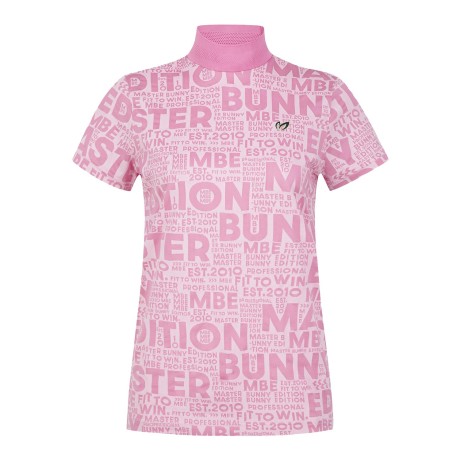 여성 모크넥 로고 패턴 반팔 티셔츠