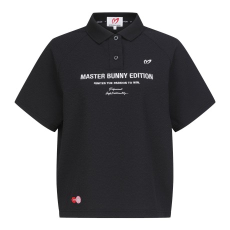 여성 로고 레터링 시어서커 칼라 반팔 티셔츠