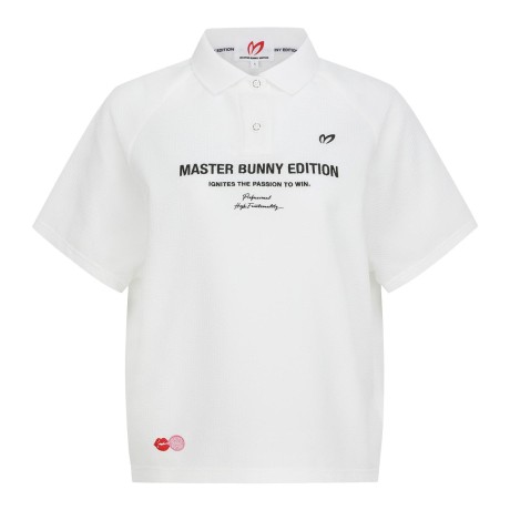 여성 로고 레터링 시어서커 칼라 반팔 티셔츠