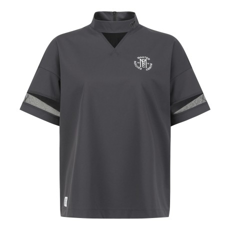 여성 튤 블록 로고 모크넥 반팔 티셔츠