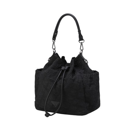 여성 로고 레터링 체크 링클 버킷백