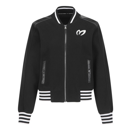 여성 로고 에코레더 믹스 점퍼