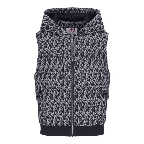 여성 패널 포켓 심볼 자카드 후드 베스트