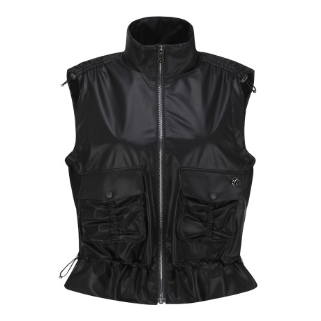 여성 페이크레더 믹스 점퍼 베스트