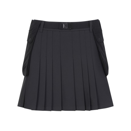 여성 포켓 벨트 레이어 플리츠 스커트