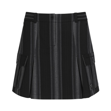 여성 스트라이프 플리츠 숏 팬츠