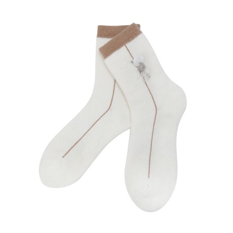 여성 비딩 브로치 컬러 라인 중목 양말