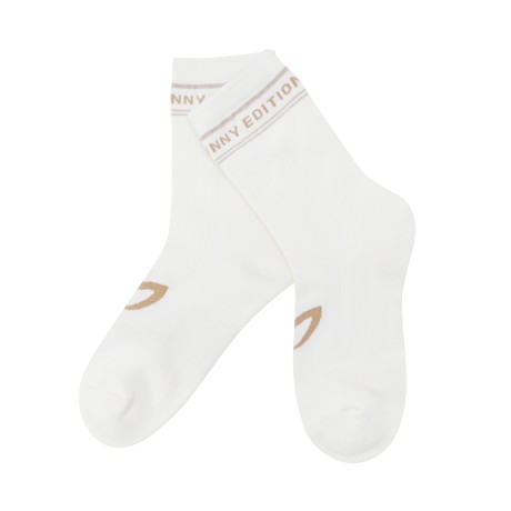 여성 논슬립 레터링 라인 중목 양말