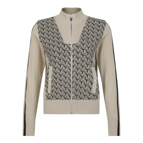 여성 패턴 컬러 라인 니트 가디건