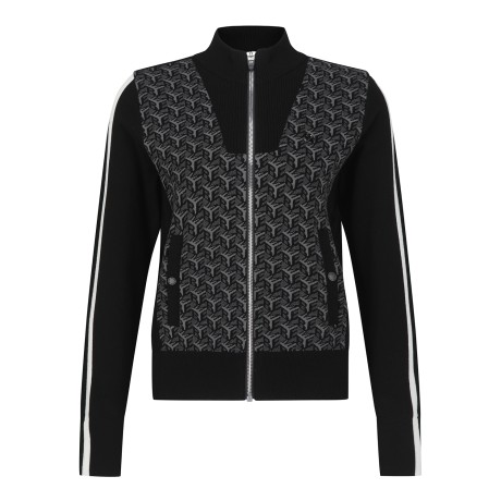 여성 패턴 컬러 라인 니트 가디건