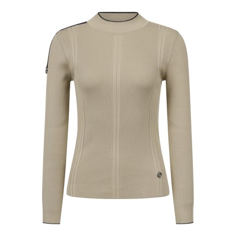 여성 컬러 배색 골조직 슬림 니트