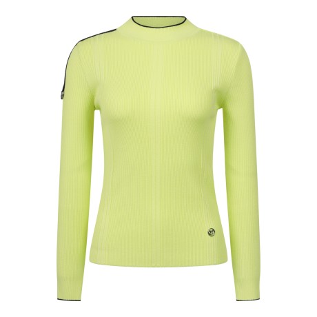 여성 컬러 배색 골조직 슬림 니트