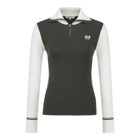 여성 컬러 믹스 슬림 하프 집업 니트