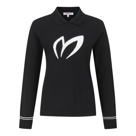 여성 로고 포인트 칼라 니트