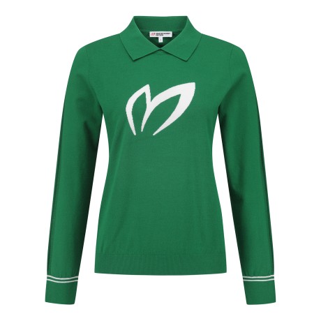 여성 로고 포인트 칼라 니트