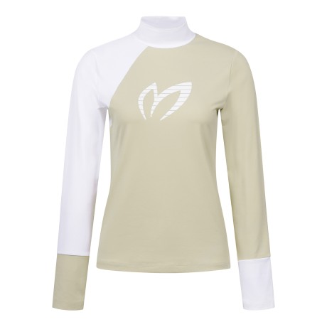 여성 모크넥 컬러 믹스 레터링 티셔츠