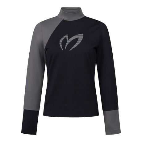 여성 모크넥 컬러 믹스 레터링 티셔츠