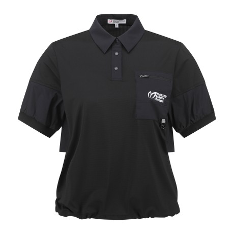 여성 더블 프릴 스트링 칼라 티셔츠