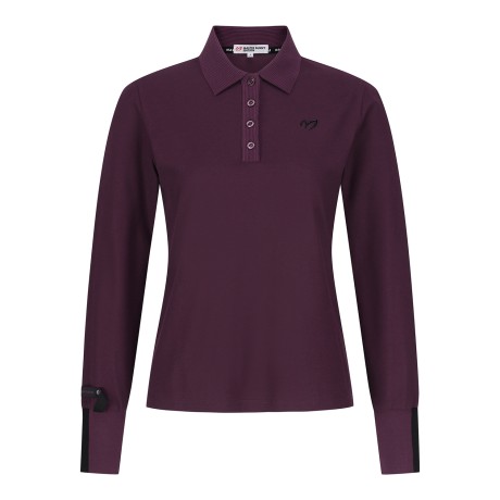 [ONLY BUCKET] 여성 심볼 투톤 커프스 니팅 칼라 티셔츠