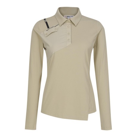 여성 텍스처 블록 골조직 칼라 티셔츠