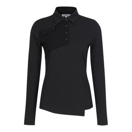 여성 텍스처 블록 골조직 칼라 티셔츠