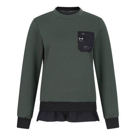 여성 우븐 포켓 레이어 헴 긴팔 티셔츠