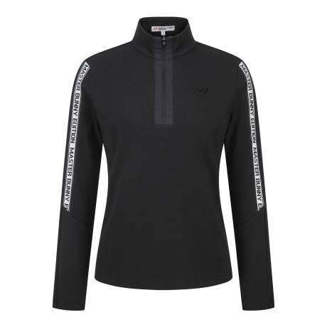 여성 레터링 라인 하프 집업 티셔츠