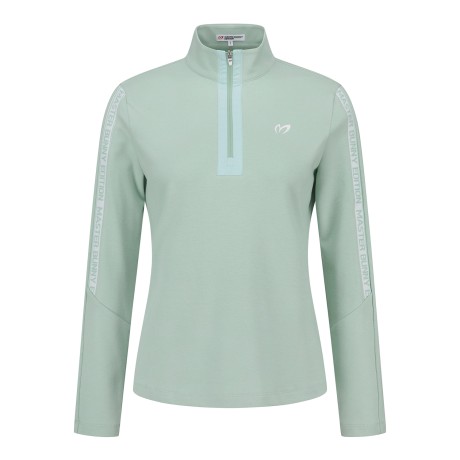 여성 레터링 라인 하프 집업 티셔츠