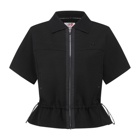 여성 엠보 패턴 스트링 집업 티셔츠