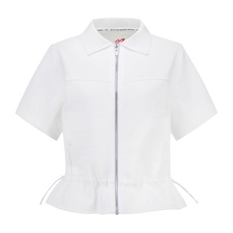 여성 엠보 패턴 스트링 집업 티셔츠