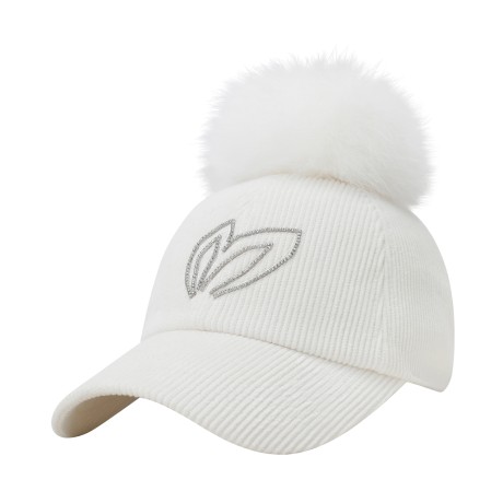 여성 퍼 장식 심볼 코듀로이 볼캡