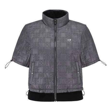 여성 로고 퀼팅 레이어 반팔 패딩 점퍼