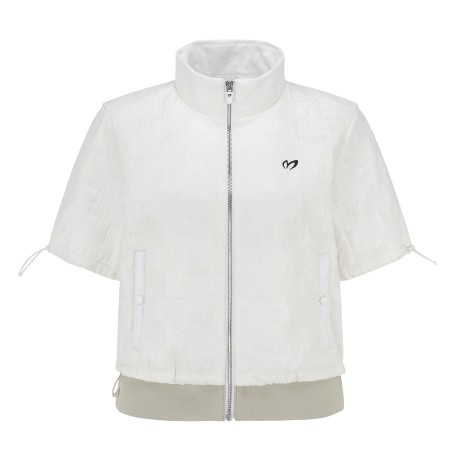 여성 로고 퀼팅 레이어 반팔 패딩 점퍼